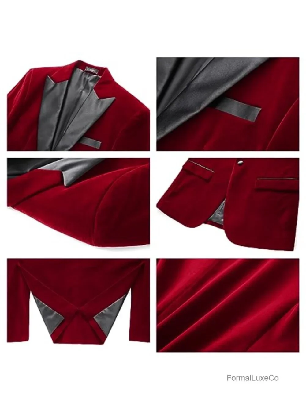 Mens Velvet 2 Piece Slim Fit Suit Tuxedo Blazer Peaked Lapel One Button Wedding